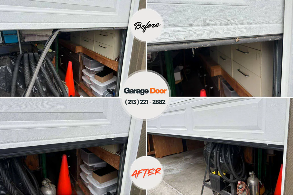 Before and after: garage door repair Lone Oak, TN